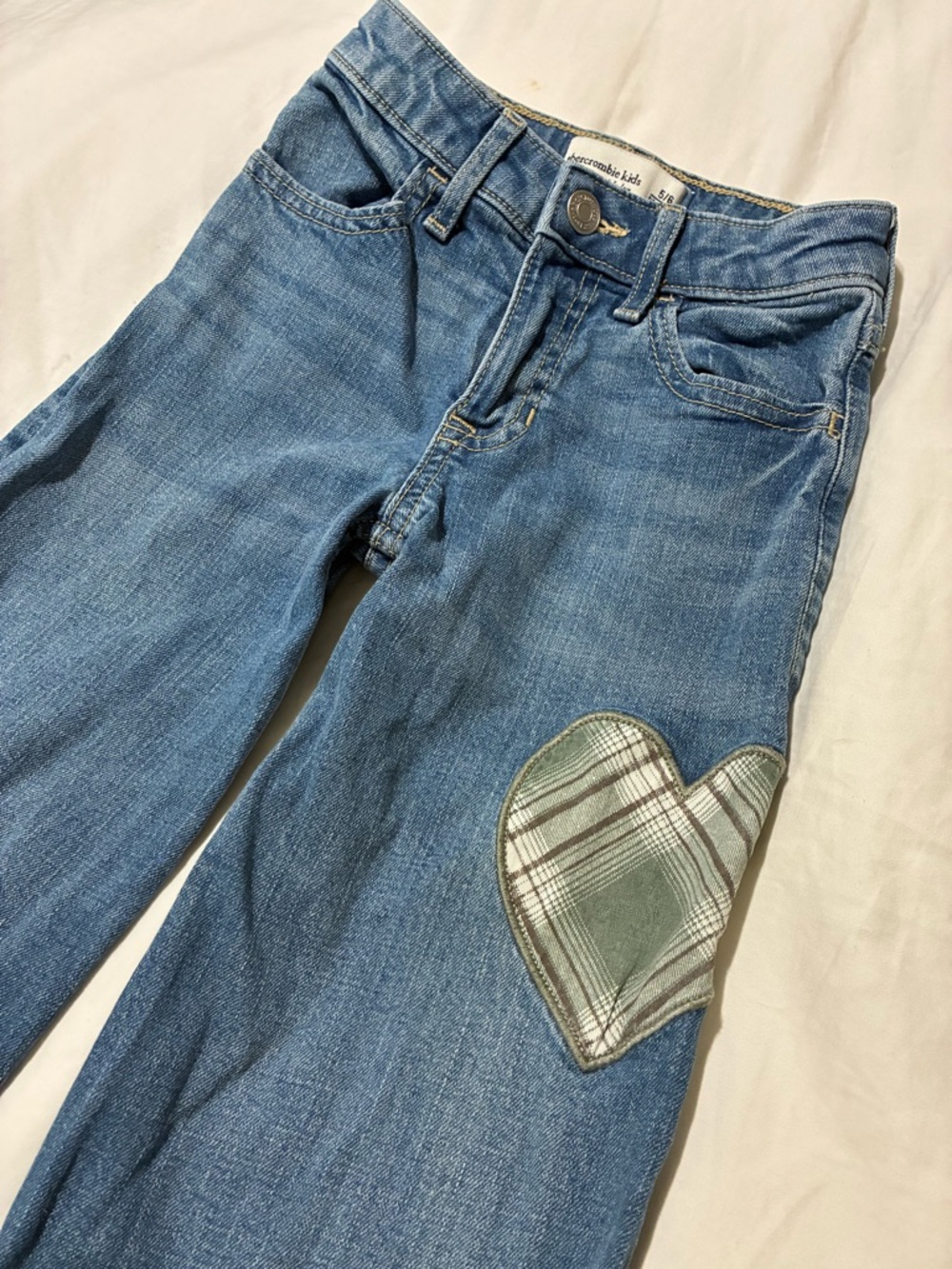 Light Blue Girl's Jeans with Heart Patch